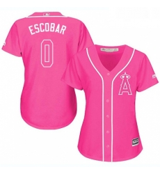 Womens Majestic Los Angeles Angels of Anaheim 0 Yunel Escobar Replica Pink Fashion MLB Jersey 