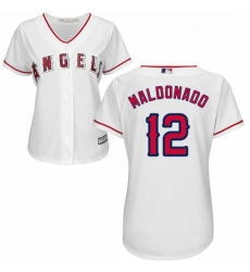 Womens Majestic Los Angeles Angels of Anaheim 12 Martin Maldonado Authentic White Home Cool Base MLB Jersey