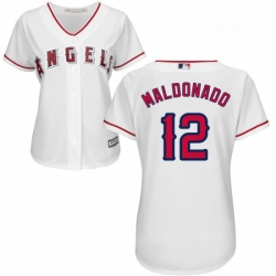 Womens Majestic Los Angeles Angels of Anaheim 12 Martin Maldonado Replica White Home Cool Base MLB Jersey