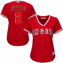 Womens Majestic Los Angeles Angels of Anaheim 2 Andrelton Simmons Authentic Red Alternate MLB Jersey