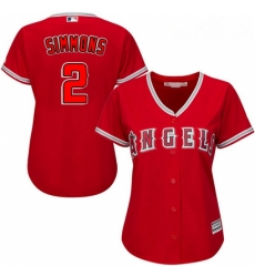 Womens Majestic Los Angeles Angels of Anaheim 2 Andrelton Simmons Replica Red Alternate MLB Jersey