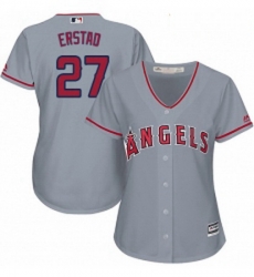 Womens Majestic Los Angeles Angels of Anaheim 27 Darin Erstad Authentic Grey Road Cool Base MLB Jersey 