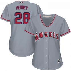 Womens Majestic Los Angeles Angels of Anaheim 28 Andrew Heaney Authentic Grey Road Cool Base MLB Jersey