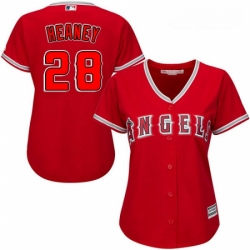 Womens Majestic Los Angeles Angels of Anaheim 28 Andrew Heaney Authentic Red Alternate MLB Jersey
