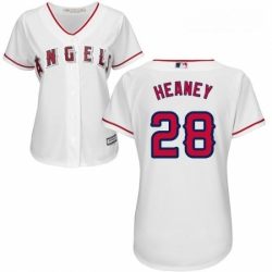 Womens Majestic Los Angeles Angels of Anaheim 28 Andrew Heaney Authentic White Home Cool Base MLB Jersey