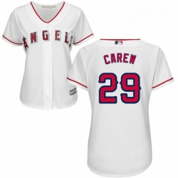 Womens Majestic Los Angeles Angels of Anaheim 29 Rod Carew Replica White Home Cool Base MLB Jersey
