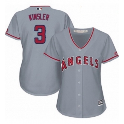 Womens Majestic Los Angeles Angels of Anaheim 3 Ian Kinsler Replica Grey Road Cool Base MLB Jersey 