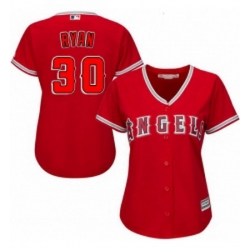 Womens Majestic Los Angeles Angels of Anaheim 30 Nolan Ryan Authentic Red Alternate MLB Jersey