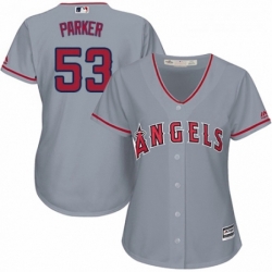 Womens Majestic Los Angeles Angels of Anaheim 53 Blake Parker Replica Grey Road Cool Base MLB Jersey 