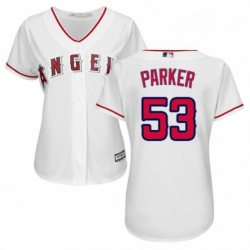 Womens Majestic Los Angeles Angels of Anaheim 53 Blake Parker Replica White Home Cool Base MLB Jersey 