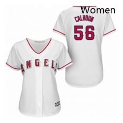Womens Majestic Los Angeles Angels of Anaheim 56 Kole Calhoun Replica White Home MLB Jersey