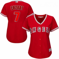 Womens Majestic Los Angeles Angels of Anaheim 7 Zack Cozart Authentic Red Alternate MLB Jersey 