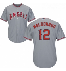 Youth Majestic Los Angeles Angels of Anaheim 12 Martin Maldonado Authentic Grey Road Cool Base MLB Jersey