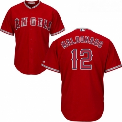 Youth Majestic Los Angeles Angels of Anaheim 12 Martin Maldonado Authentic Red Alternate Cool Base MLB Jersey