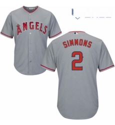 Youth Majestic Los Angeles Angels of Anaheim 2 Andrelton Simmons Replica Grey Road Cool Base MLB Jersey