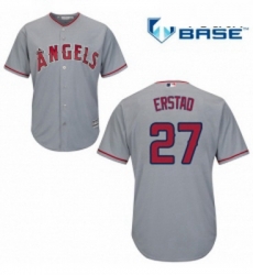 Youth Majestic Los Angeles Angels of Anaheim 27 Darin Erstad Replica Grey Road Cool Base MLB Jersey 