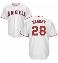 Youth Majestic Los Angeles Angels of Anaheim 28 Andrew Heaney Authentic White Home Cool Base MLB Jersey