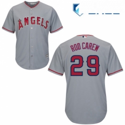 Youth Majestic Los Angeles Angels of Anaheim 29 Rod Carew Replica Grey Road Cool Base MLB Jersey