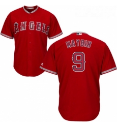 Youth Majestic Los Angeles Angels of Anaheim 9 Cameron Maybin Authentic Red Alternate Cool Base MLB Jersey