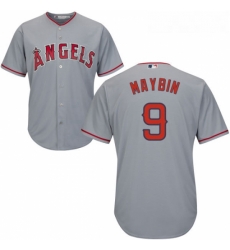 Youth Majestic Los Angeles Angels of Anaheim 9 Cameron Maybin Replica Grey Road Cool Base MLB Jersey