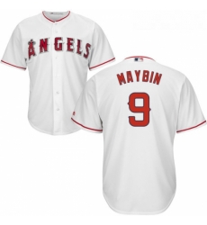 Youth Majestic Los Angeles Angels of Anaheim 9 Cameron Maybin Replica White Home Cool Base MLB Jersey