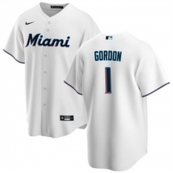 Men Miami Marlins 1 Nick Gordon White Cool Base Stitched Baseball Jersey
