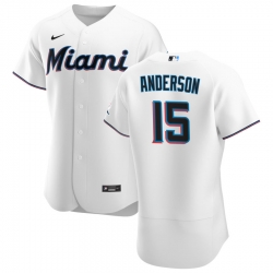 Men Miami Marlins 15 Brian Anderson Men Nike White Home 2020 Flex Base Player MLB Jersey