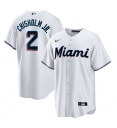 Men Miami Marlins 2 Jazz Chisholm Jr  White Cool Base Stitched Jersey