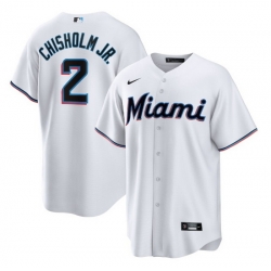 Men Miami Marlins 2 Jazz Chisholm Jr  White Cool Base Stitched Jersey