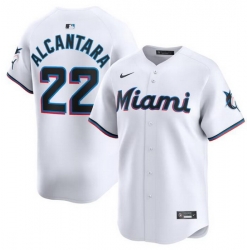 Men Miami Marlins 22 Sandy Alcantara White 2024 Home Limited Stitched Baseball Jersey