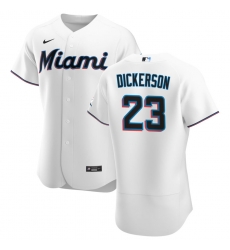 Men Miami Marlins 23 Corey Dickerson Men Nike White Home 2020 Flex Base Player MLB Jersey
