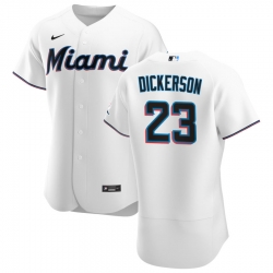 Men Miami Marlins 23 Corey Dickerson Men Nike White Home 2020 Flex Base Player MLB Jersey