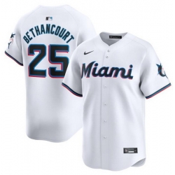 Men Miami Marlins 25 Christian Bethancourt White 2024 Home Limited Stitched Baseball Jersey