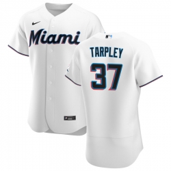 Men Miami Marlins 37 Stephen Tarpley Men Nike White Home 2020 Flex Base Player MLB Jersey