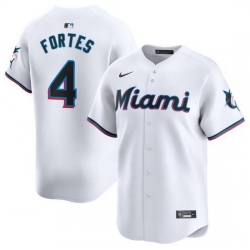 Men Miami Marlins 4 Nick Fortes White 2024 Home Limited Stitched Baseball Jersey