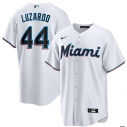 Men Miami Marlins 44 Jesus Luzardo White Flex Base Stitched Baseball Jersey