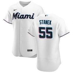 Men Miami Marlins 55 Ryne Stanek Men Nike White Home 2020 Flex Base Player MLB Jersey