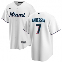 Men Miami Marlins 7 Tim Anderson White Cool Base Stitched Baseball Jersey