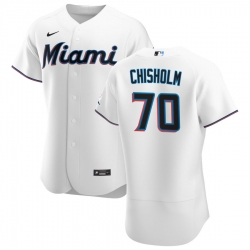 Men Miami Marlins 70 Jazz Chisholm Men Nike White Home 2020 Flex Base Player MLB Jersey