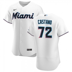 Men Miami Marlins 72 Daniel Castano Men Nike White Home 2020 Flex Base Player MLB Jersey