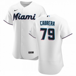 Men Miami Marlins 79 Edward Cabrera Men Nike White Home 2020 Flex Base Player MLB Jersey