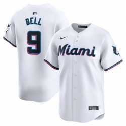 Men Miami Marlins 9 Josh Bell White 2024 Home Limited Stitched Baseball Jersey