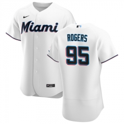 Men Miami Marlins 95 Trevor Rogers Men Nike White Home 2020 Flex Base Player MLB Jersey