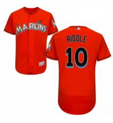 Mens Majestic Miami Marlins 10 JT Riddle Orange Alternate Flex Base Authentic Collection MLB Jersey