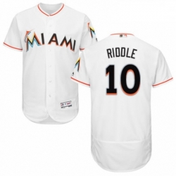 Mens Majestic Miami Marlins 10 JT Riddle White Home Flex Base Authentic Collection MLB Jersey