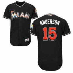 Mens Majestic Miami Marlins 15 Brian Anderson Black Alternate Flex Base Authentic Collection MLB Jersey