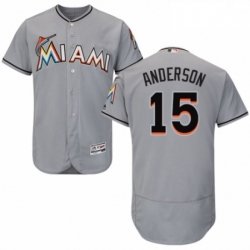Mens Majestic Miami Marlins 15 Brian Anderson Grey Road Flex Base Authentic Collection MLB Jersey