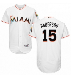 Mens Majestic Miami Marlins 15 Brian Anderson White Home Flex Base Authentic Collection MLB Jersey