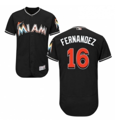 Mens Majestic Miami Marlins 16 Jose Fernandez Black Alternate Flex Base Authentic Collection MLB Jersey