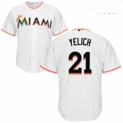 Mens Majestic Miami Marlins 21 Christian Yelich Replica White Home Cool Base MLB Jersey